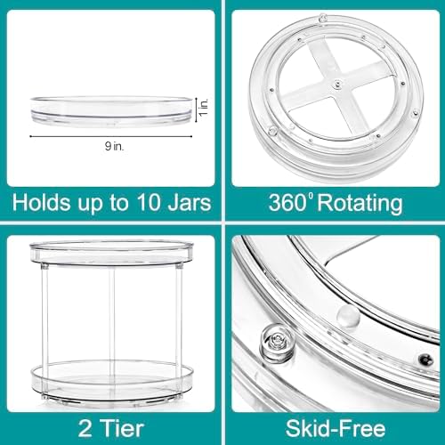 Sorbus Lazy Susan Organizer, Clear Turntable Organizer (2 Tiered 2 Pack)