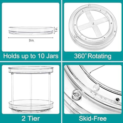 Sorbus Lazy Susan Organizer, Clear Turntable Organizer (2 Tiered 2 Pack)