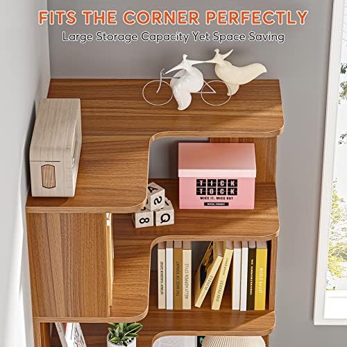 Tribesigns 6-Tier Corner Bookshelf, 65" Modern Tall Bookcase Book Shelf