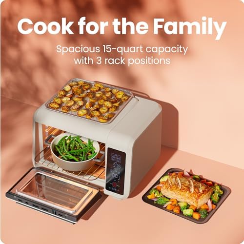 Chefman Air Fryer Toaster Oven Combo, Countertop Oven for Quick & Healthy Meals, Bake, Broil, Air Fry, Toast, and Bagel Functions, 450°F Max Temp, 4 Slice Toaster Oven Air Fryer Combo – Ivory