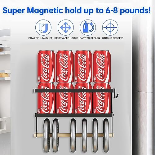 Magnetic Spice Rack for Refrigerator Magnetic Paper Towel Holder for Fridge Magnetic Shelf Magnetic Shelves 2 Hooks Fridge Magnet Organizer Spice Rack Seasoning Organizer Kitchen Storage