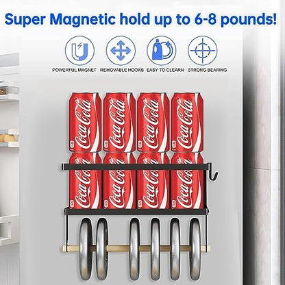 Magnetic Spice Rack for Refrigerator Magnetic Paper Towel Holder for Fridge Magnetic Shelf Magnetic Shelves 2 Hooks Fridge Magnet Organizer Spice Rack Seasoning Organizer Kitchen Storage