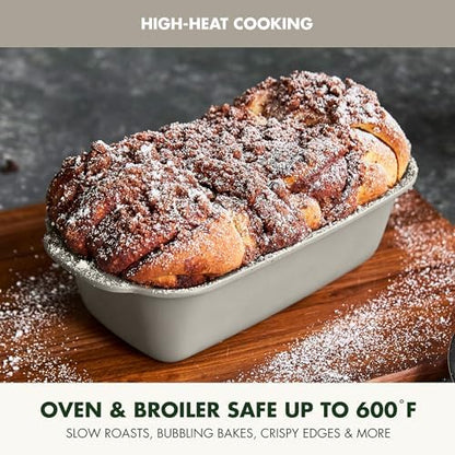 GreenPan Premiere Ovenware Healthy Ceramic Nonstick 1 lb. Loaf Baking Pan, PFAS-Free, Warp-Free Bakeware, Durable Quick Heating, Oven & Broiler Safe to 600F, Dishwasher Safe, Taupe
