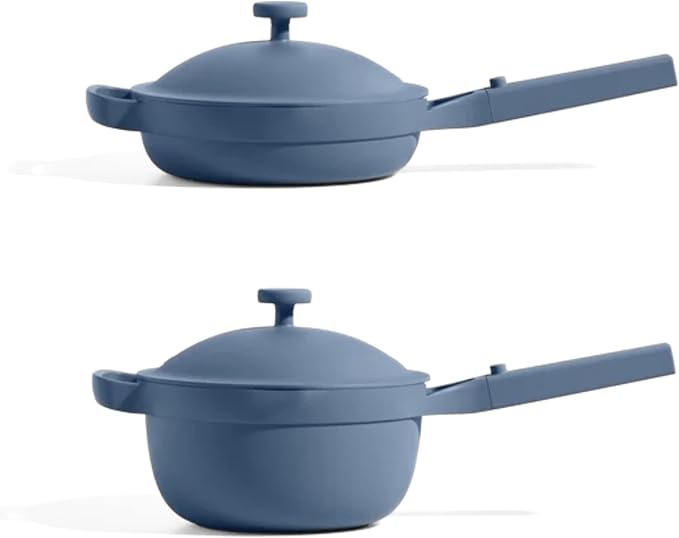 Our Place Mini Home Cook Duo - 8.5" Always Pan & Small Perfect Pot Bundle | Multi-Functional Cookware Set Replaces 18 Pieces | Blue Salt