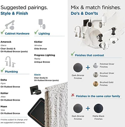 Amerock Glacio 8" Clear/Oil-Rubbed Bronze Towel Bar