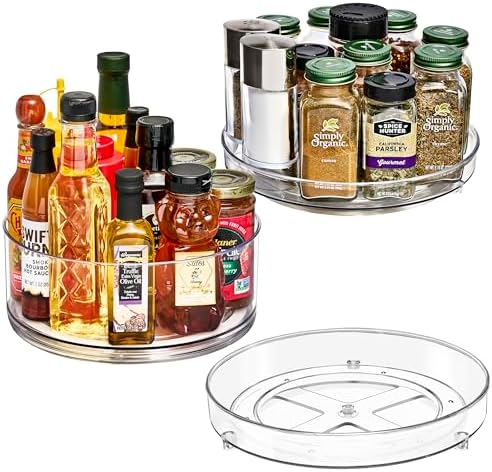 Sorbus Lazy Susan Organizer, Clear Turntable Organizer (Tall + 2 Flat)