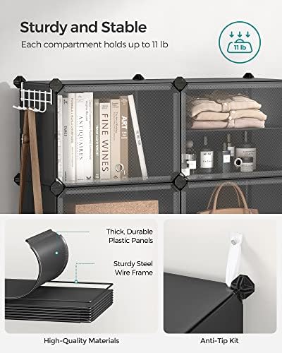 SONGMICS Shoe Rack, 6-Tier with Doors, 24-Pair Storage Cabinet