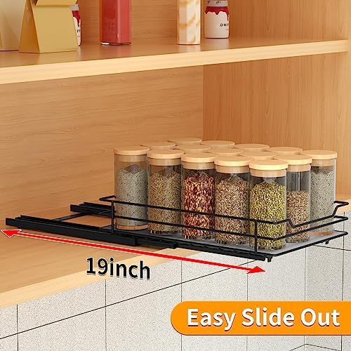 BOIVSHI Pull Out Spice Rack Organizer for Cabinet, Heavy Duty Slide Out Spice Rack Organizer for Kitchen Cabinets and Pantry, Fits Spices, Sauces, Canned Food (6.5''Wx10.5''Dx2.5''H)