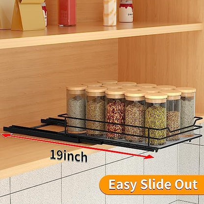 BOIVSHI Pull Out Spice Rack Organizer for Cabinet, Heavy Duty Slide Out Spice Rack Organizer for Kitchen Cabinets and Pantry, Fits Spices, Sauces, Canned Food (6.5''Wx10.5''Dx2.5''H)