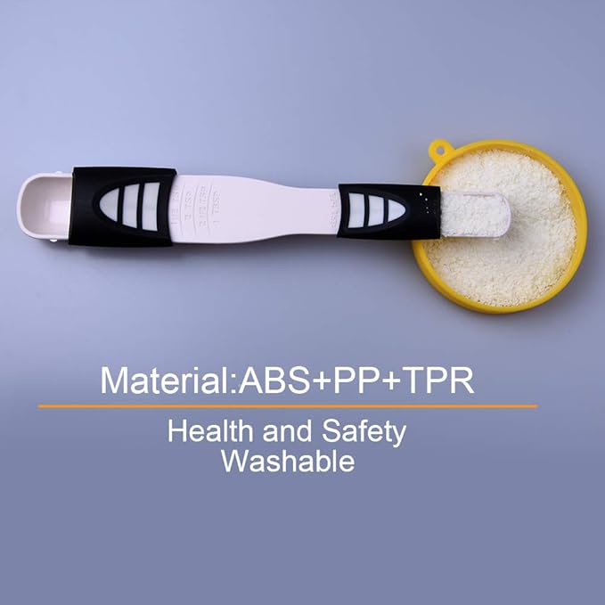 Adjustable Measuring Spoon White, Creative Double End Adjustable Scale
