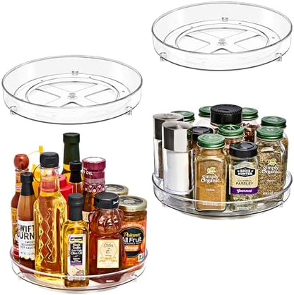 Sorbus Lazy Susan Organizer, Clear Turntable Organizer (Flat 4 Pack)