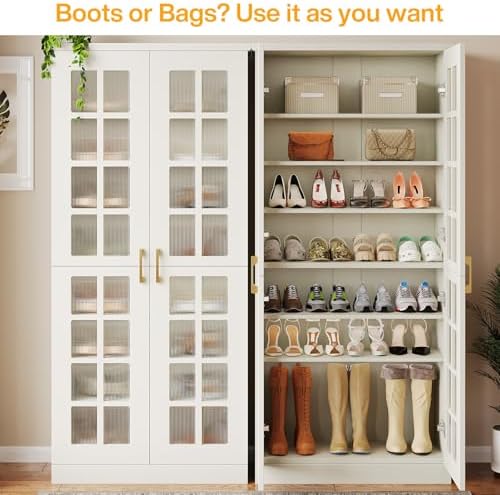 Tribesigns Tall Shoe Cabinet with Doors, 8-Tier Modern Shoe Storage Cabinet