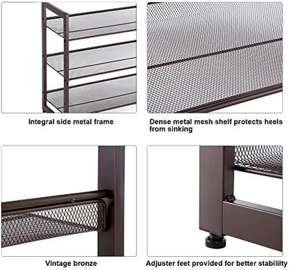 SONGMICS Metal Shoe Rack, 3-Tier Shoe Orgainzer, Holds 9-12 Pairs