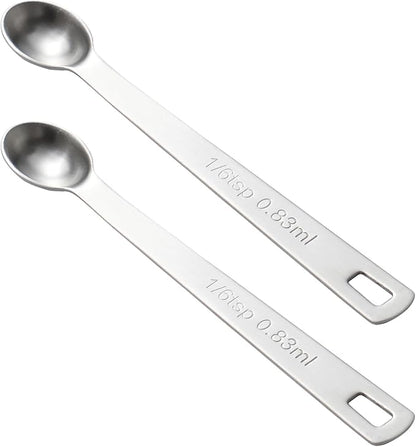 2PCS 1/6 Teaspoon Single Tiny Measuring Spoon, Small Individual Stainless Steel