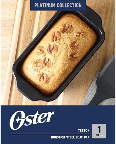 Oster Teston 9 x 5 Inch Loaf Pan, Nonstick Carbon Steel Bread Baking Pan, Matte Black, PFAS-Free, Oven-Safe, Easy Release Bakeware