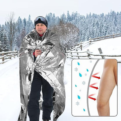 Emergency Mylar Thermal Blankets -Space Blanket Survival kit Camping Blanket (4-Pack). Perfect for Outdoors, Hiking, Survival, Bug Out Bag ，Marathons or First Aid 1