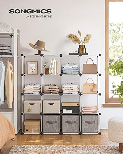 SONGMICS 16 Cube Storage Organizer，Plastic stackable cube shelf