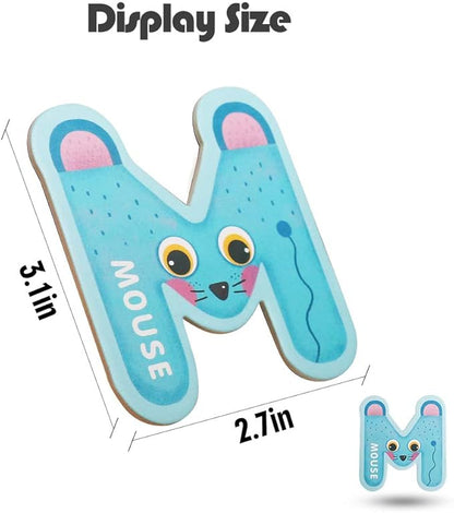 JOCHA ABC Letter Cute Animals Fridge Jumbo Large Alphabet Magnets Preschool Learning Spelling Stick Refrigerator Magnetic Uppercase Colorful Game Toys Set for Kids Toddlers 3 4 5 Years Old