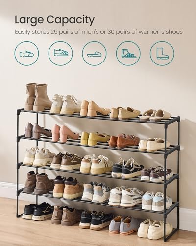SONGMICS Shoe Rack, 4-Tier Shoe Organizer, Metal Storage Shelf