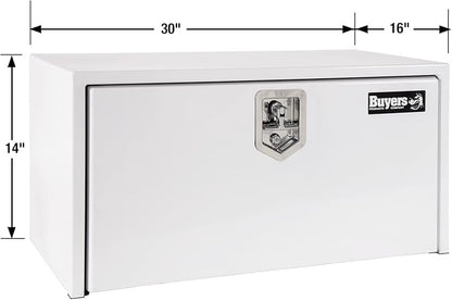 Buyers Products 1703403 White Steel Underbody Truck Tool Box, 14 x 16 x 30, Made in USA, 14 Ga Steel, Locking Stainless Latch, Weather-Resistant, Powder-Coated, Secure Storage for Work Trucks