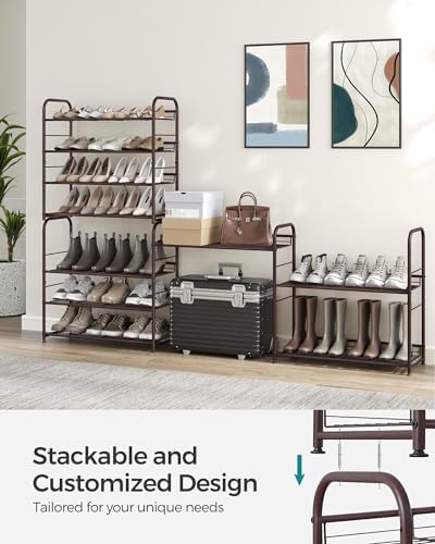 SONGMICS 4-Tier Stackable Metal Shoe Rack, Holds Up to 16 Pairs of Shoes