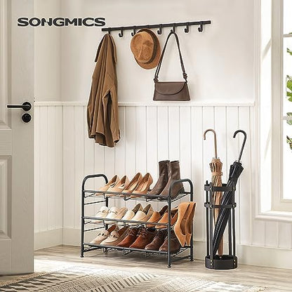 SONGMICS 3-Tier Stackable Metal Shoe Rack, Holds Up to 12 Pairs of Shoes
