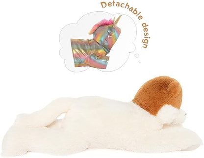 Muiteiur Giant Unicorn Stuffed Animal Cute Mommy Unicorn Dog with Zippered Pouch Includes 4 Baby Unicorns Gifts for Girls (Multicolor,26 Inches)
