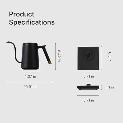 TIMEMORE Fish Smart Electric Coffee Kettle 600ML, Gooseneck Pour Over Kettle