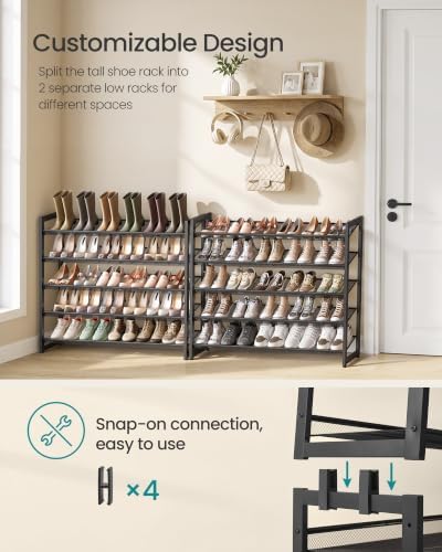 SONGMICS Metal Shoe Rack, 10-Tier Shoe Orgainzer, Holds 50-60 Pairs