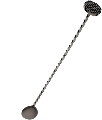 Barfly Bar Spoon with Muddler 11 13/16" (30.0 cm), (30 cm), Gun Metal Black