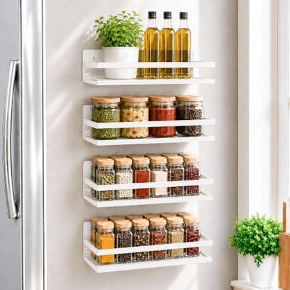SMRCAD 4 Pack Metal Magnetic Spice Rack for Fridge – Heavy-Duty