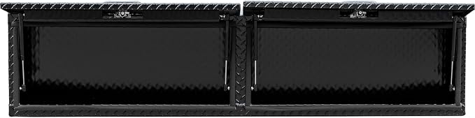 Buyers Products 1721356 Topsider Truck Tool Box, 16x13x88 Inch, Gloss Black Diamond Tread Aluminum, Dual Flip-Up Doors, Locking Compression Latch, Weather Resistant, No-Drill Mount, Made in USA