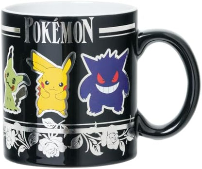 Silver Buffalo Pokémon Ghost Type Floral Badge Foil, Ceramic Mug, 20oz