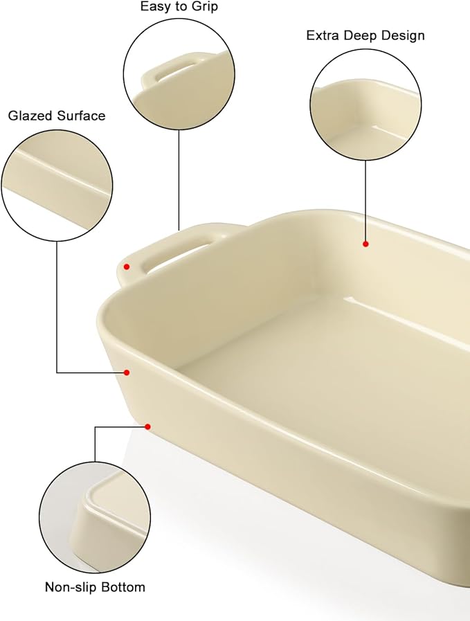 Sweejar Ceramic Bakeware Set, 9x13 Rectangular Baking Dish