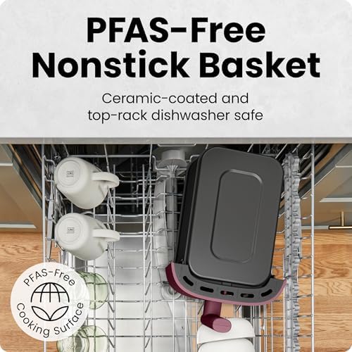 Chefman Compact Air Fryer 3.5 QT - Slim Design Fits Small Kitchens, 4-in-1 Air Fry, Bake, Dehydrate, Frozen, 450°F Max Temp, Narrow Footprint Saves Counter Space, Nonstick Ceramic, Dishwasher-Safe