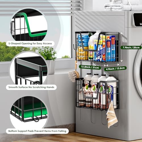 4-Pack Magnetic Fridge Shelf, Black Fruit Basket Potato Storage