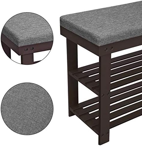 SONGMICS Bamboo Shoe Bench, 3-Tier Shoe Rack, 11.9 x 28.3 x 19.2 Inches