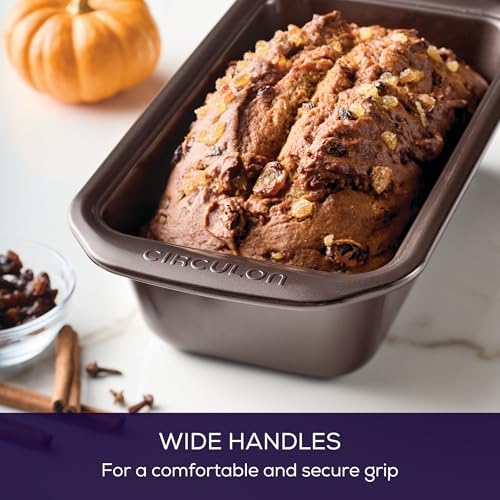Circulon Nonstick Bakeware Set with Nonstick Cookie Sheet, Bread Pan, Bakings Pan and Cake Pans - 5 Piece, Chocolate Brown