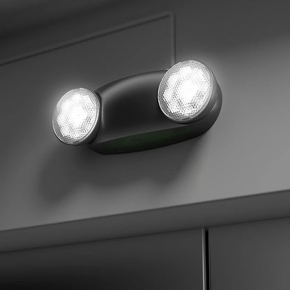 SPECTSUN 8 Pack Black Led Exit Sign with Emergency Lights &Battery Backup -Adjustable Hardwired 2 LED Head-UL Certified-120-277VAC