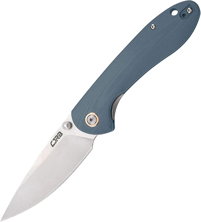 CJRB Folding Knife Feldspar Pocket Knife Stonewash D2 Steel Blade G10 Tactical Handle EDC Knife, Blue Handle-Small (J1912)