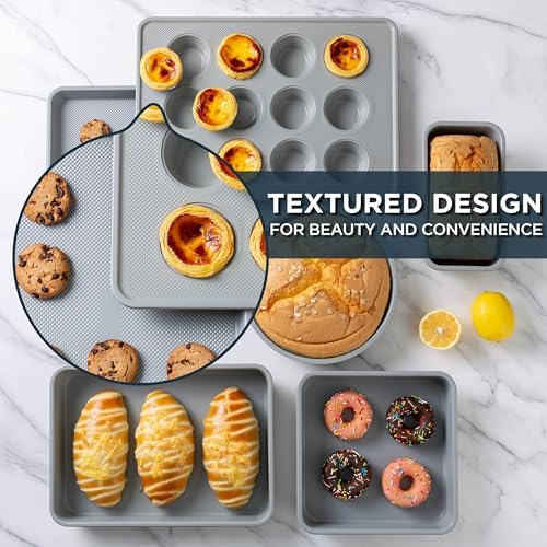 Country Kitchen Nonstick Stackable Bakeware Set - Durable, Easy Release Baking Set, Navy, 6 Pcs