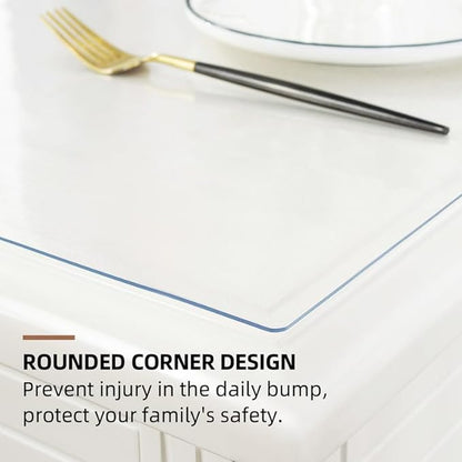 Warmstar Clear Table Cover Protector 16 x 24 Inch,1.5mm Thick Plastic Table Cover Rectangle,PVC Clear Table Protector,Desk Protector Mat for Kitchen, Dresser, Writing Desk，Dining Room Table