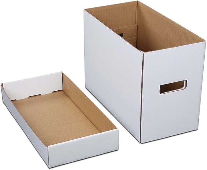 3 Pack Box Storage for Storing Small Items/Books/Kitchen/Supplies/Card, Corrugated Board Holds 150-175 Comics Collapsible/Stackable