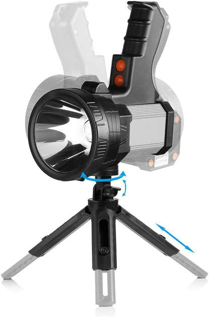 BUYSIGHT Rechargeable Spotlight,1000,000-Lumen Spot Lights Hand held Large Flashlight Handheld Spotlight Lightweight and Super Bright Flashlight (Aluminium_Alloy Silver)