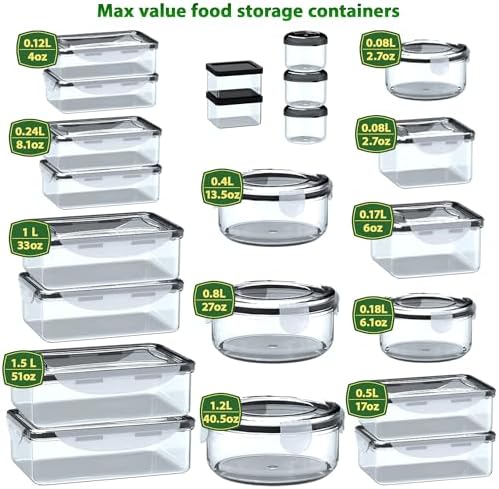 RockBerry 44 Pcs Food Storage Containers with Lids Airtight