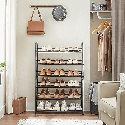 SONGMICS 3-Tier Stackable Metal Shoe Rack, Holds Up to 12 Pairs of Shoes