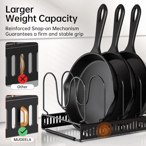 MUDEELA Expandable Pot Pan Lid Organizers inside Cabinet, 20 Divider-Black