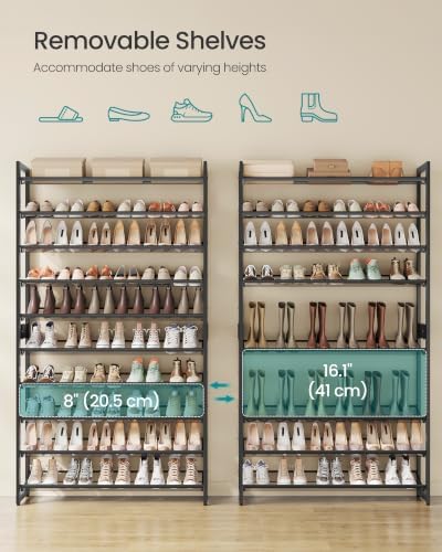SONGMICS Metal Shoe Rack, 10-Tier Shoe Orgainzer, Holds 50-60 Pairs
