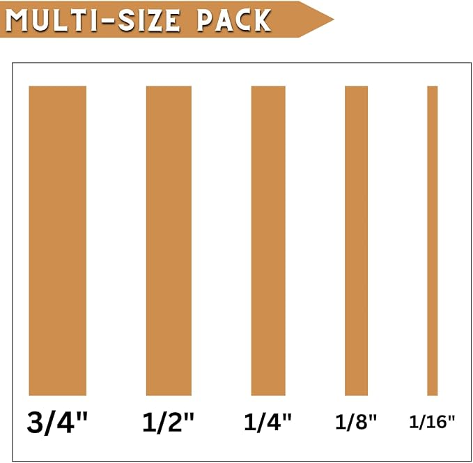 5 Rolls Pinstripe Tape - Masking Tape 1/16", 1/8", 1/4", 1/2", 3/4" - Thin Painters Masking Automotive Tape for DIY, Car, Auto, Paint, Art, Tumblers (Brown)
