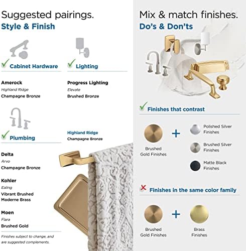 Amerock BH36013CZ | Champagne Bronze Towel Bar | 18 inch (457 mm) Center-to-Center Towel Rack | Highland Ridge | Bathroom Towel Holder | Bathroom Hardware | Bath Accessories